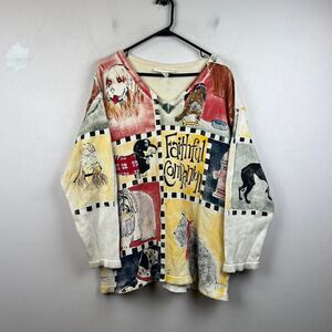 Vintage 90s Marguerita Faithful Companion  Graphic Cotton Jumper Size L